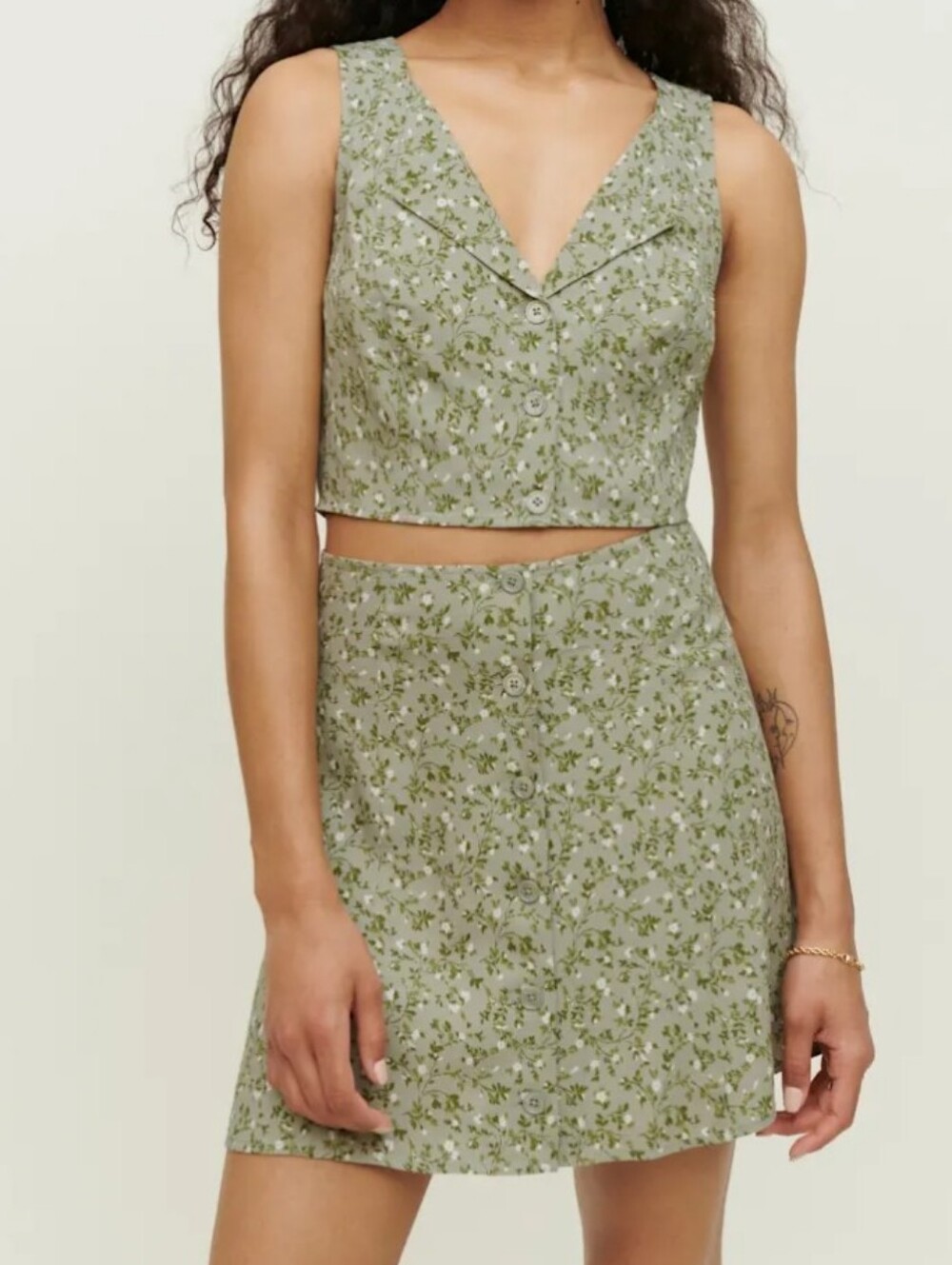 Reformation Ember Two Piece Set In Juniper Floral Green Size 4